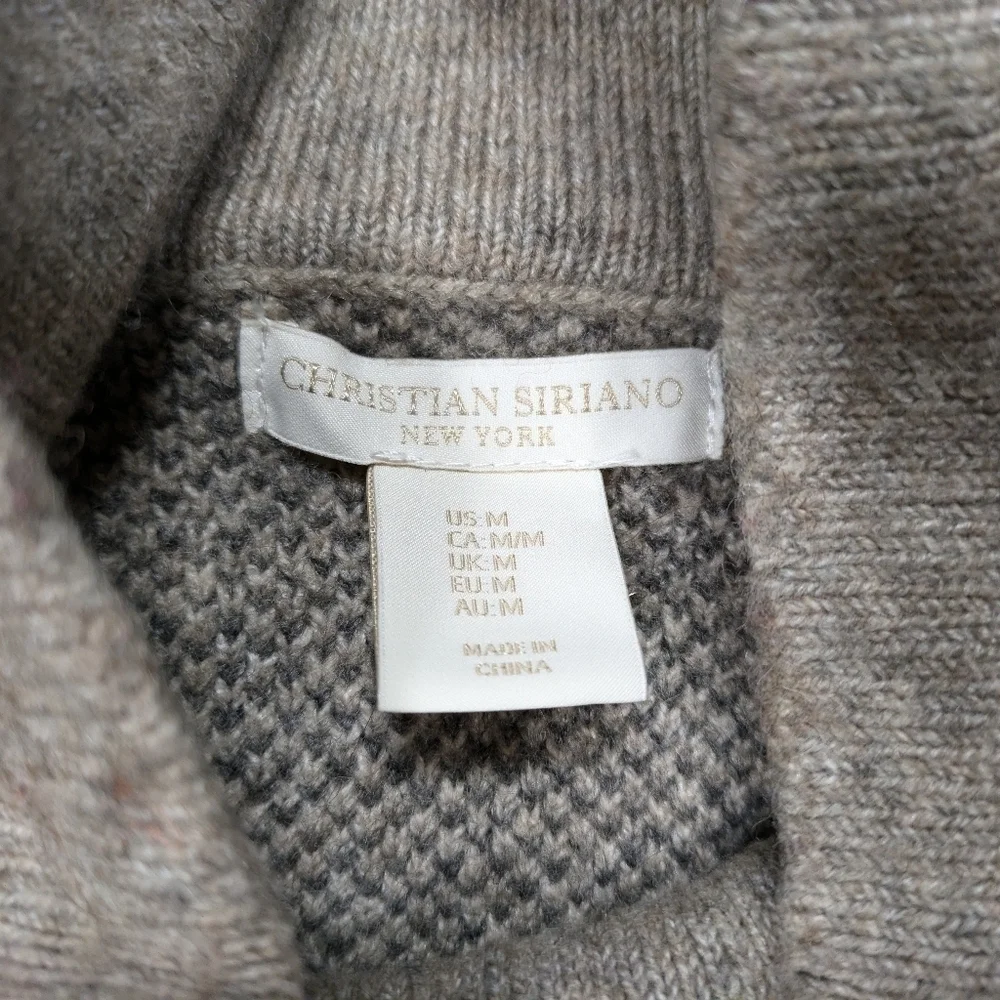Christian Siriano NY Sweater Women's M Beige Gray Camo Wool Blend Mock Neck